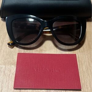 Valentino Black Sunglasses with Tortoiseshell Temples